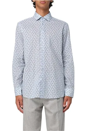 Etro Skjorta, Herr, XL, Bomull, Blå Paisley Print Skjorta