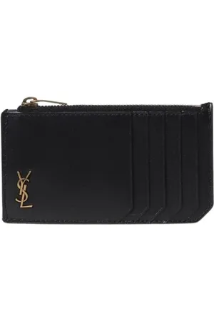 Saint Laurent Accessoarer, Herr, ONE Size, Läder, Svart Läderkorthållare Plånbok