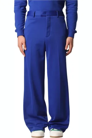 Msgm Byxor, Herr, M, Bomull, Blå Wide Leg Byxor för Män