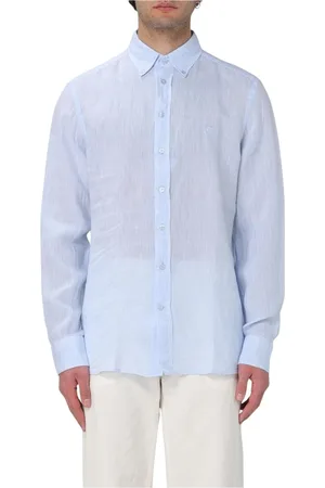 Etro Skjorta, Herr, 3Xl, Linne, Blå Linne Casual Skjorta