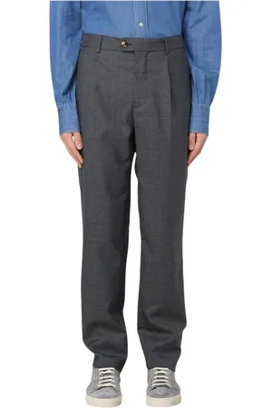 Brunello Cucinelli Byxor, Herr, XL, Grå Ull Plisserade Byxor