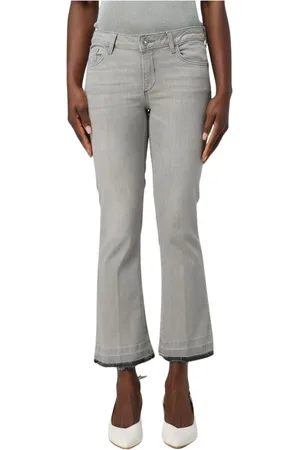 Liu Jo Jeans, Dam, W28, Klassiska Blå Flared Jeans Med Fransad Nederkant