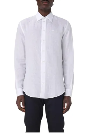 Emporio Armani Skjorta, Herr, 2Xl, Linne, Klassisk Vit Skjorta