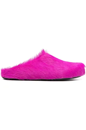 Marni Skor, Herr, 43 EU, Rosa platta skor med Fur Fussbett Sabot