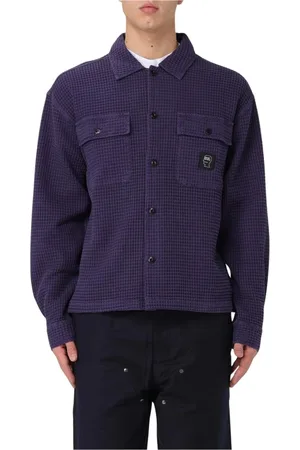 Brain Dead Skjorta, Herr, M, Bomull, Blå Våffla Button Up Skjorta