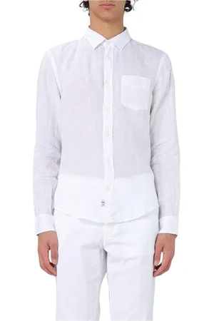 Blauer Skjorta, Herr, M, Linne, Vit Linne Casual Skjorta