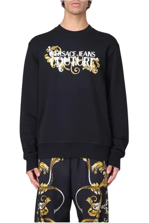 VERSACE Sweatshirts & Hoodies, Herr, XL, Bomull, Broderad Logga Sweatshirt Stilren Bekväm