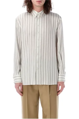Saint Laurent Skjorta, Herr, L, Randig silkeskjorta med skinny fit