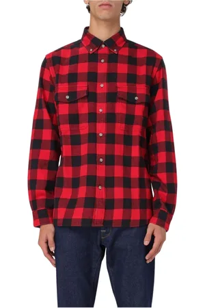 Woolrich Skjorta, Herr, M, Bomull, Röd Rutig Flanellskjorta