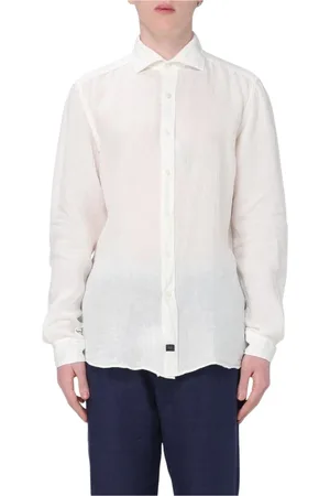 FAY Skjorta, Herr, 3Xl, Linne, Röd Linne Casual Skjorta