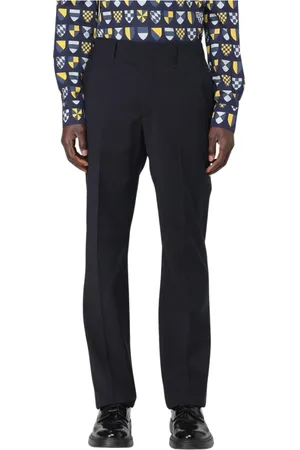 Fendi Byxor, Herr, L, Blå Ull Straight Leg Byxor