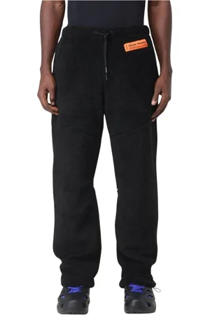 Heron Preston Byxor, Herr, S, Polyester, Mysiga Svarta Fleecebyxor Avslappnad Passform