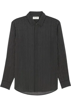 Saint Laurent Skjorta, Herr, M, Silk Georgette Skjorta med Pinstripes