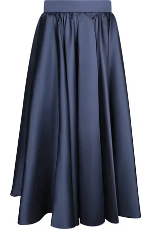 BLANCA Kjol, Dam, L, Blå Satin Midi Kjol Elegant Stil