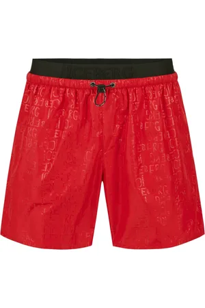 Iceberg Badkläder, Herr, M, Röda badshorts med resår och svart dragsko och logotyp
