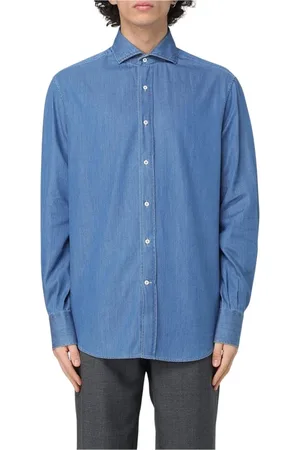 Brunello Cucinelli Skjorta, Herr, S, Blå Skräddarsydd Button-Up Skjorta