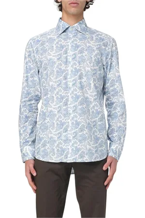 Etro Skjorta, Herr, M, Bomull, Blå Paisley Print Skjorta