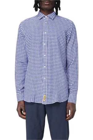 B.D.BAGGIES Skjorta, Herr, XL, Linne, Blå Gingham Casual Skjorta