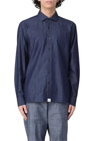 Peuterey Skjorta, Herr, L, Denim, Blå Denim Skjorta för Män