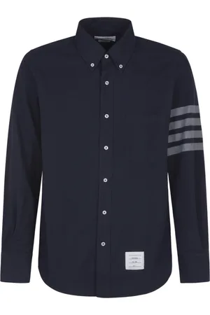 Thom Browne Skjorta, Herr, L, Bomull, Blå Flanell Skjorta Med Rak Passform