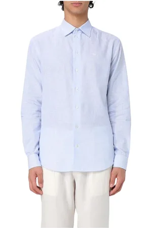 Emporio Armani Skjorta, Herr, S, Linne, Himmelblå Linneskjorta