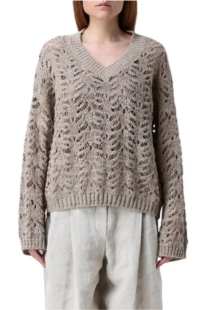 Brunello Cucinelli Stickade tröjor & koftor, Dam, L, Lyxig Cashmere Cardigan Sweater