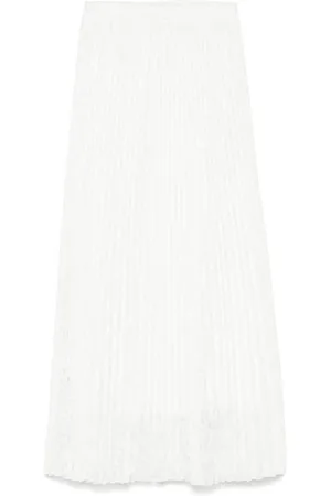 ERMANNO SCERVINO Kjol, Dam, 2Xs, Vit Veckad Kjol med Elastisk Midja