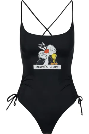 Iceberg Badkläder, Dam, L, Svart heldräkt med Looney Tunes-tryck på bröstet