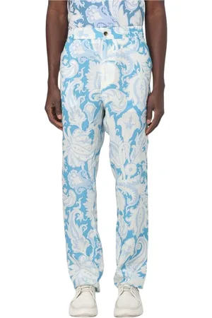 Etro Byxor, Herr, M, Linne, Blå Casual Stil Byxor
