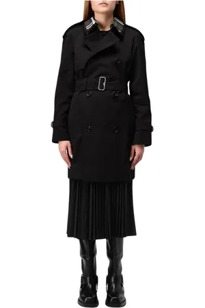 Burberry Kappa, Dam, XS, Bomull, Klassisk Svart Trenchcoat med Avtagbar Krage