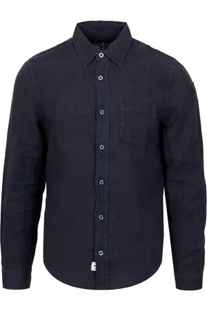 Blauer Skjorta, Herr, 3Xl, Linne, Casual Skjorta
