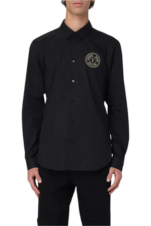 VERSACE Skjorta, Herr, XS, Stilig Svart Button-Up Skjorta