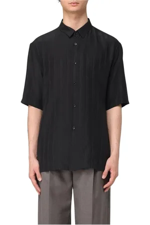 Saint Laurent Skjorta, Herr, XL, Svart Silke Kortärmad Skjorta