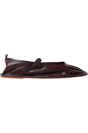 Hereu Skor, Dam, 38 EU, Läder, Bruna Läder Ballerina Flats med Ankelrem
