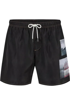 Iceberg Badkläder, Herr, M, Svarta badshorts med tryck och dragsko