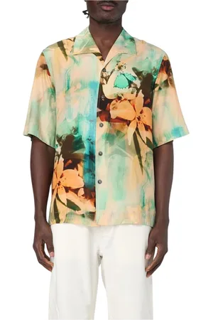 Paul Smith Skjorta, Herr, M, Grön Blommig Sidenskjorta