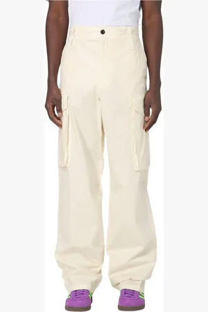 Msgm Byxor, Herr, M, Bomull, Gula Wide Leg Cargo Byxor