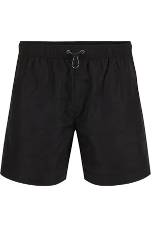 Iceberg Badkläder, Herr, M, Svarta badshorts med resår och svart dragsko och allover ton-i-ton-logotyp