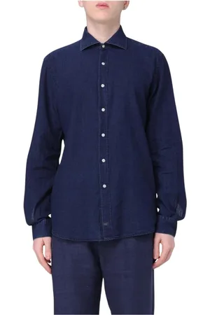 FAY Skjorta, Herr, L, Denim, Denim Krage Tröja Skjorta