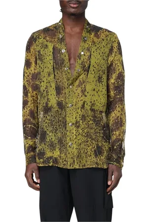 Rick Owens Skjorta, Herr, S, Lyxig Gul Button-Up Skjorta