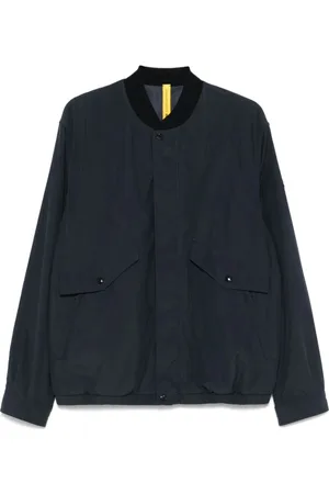 Moncler Jacka, Herr, L, Läder, Marinblå ytterkläder med dragkedja