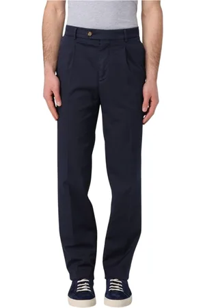Brunello Cucinelli Byxor, Herr, M, Bomull, Vita Veckade Klänningbyxor