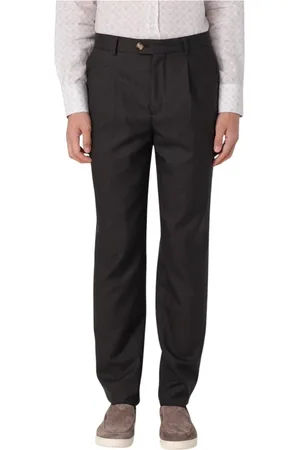 Brunello Cucinelli Byxor, Herr, XL, Grå Ull Plisserade Byxor
