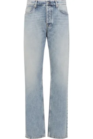 Lanvin Jeans, Herr, W34, Bomull, Blå Byxor Klassisk Passform Bomull