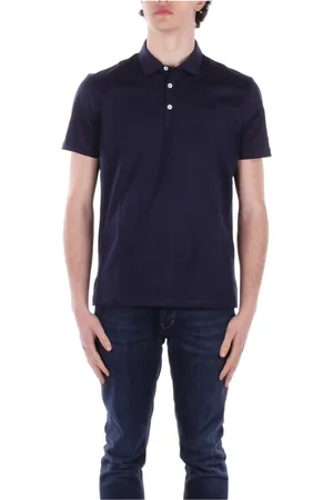 Dondup Topp, Herr, L, Bomull, Blå Logo Front Button Polo Skjorta