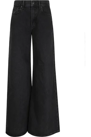 7 for all Mankind Jeans, Dam, W25, Bomull, Svarta Breda Höga Jeans