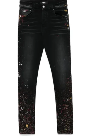AMIRI Jeans, Herr, W31, Svart Måla Splatter Klassiska Jeans