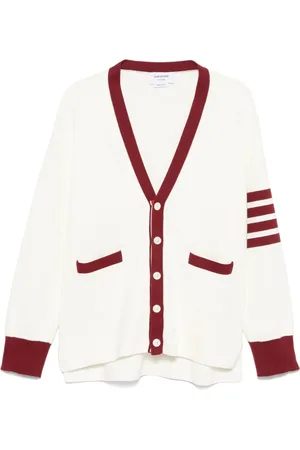Thom Browne Stickade tröjor & koftor, Herr, M, Vit Knapptröja med Fickor