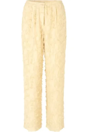 Samsøe Samsøe Byxor, Dam, M, Polyester, Dammig gul regular fit byxor