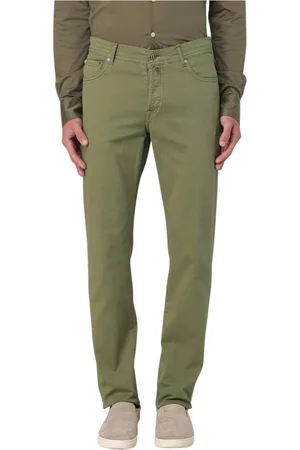 Kiton Byxor, Herr, W40, Slim-Fit Ullbyxor i Grön